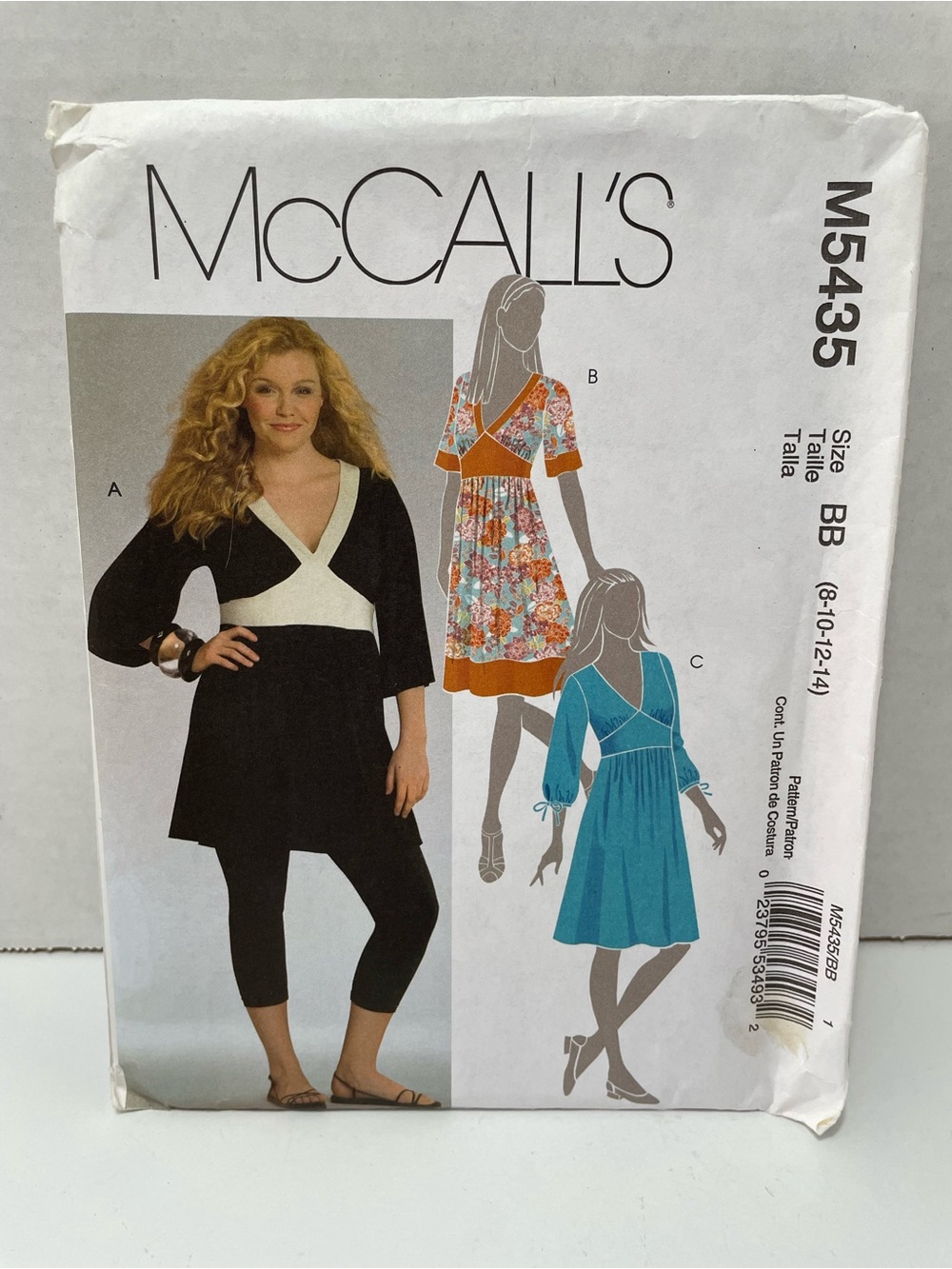 McCALL'S Empire-Waist Tunic Dress Sewing Pattern. Size 8-14